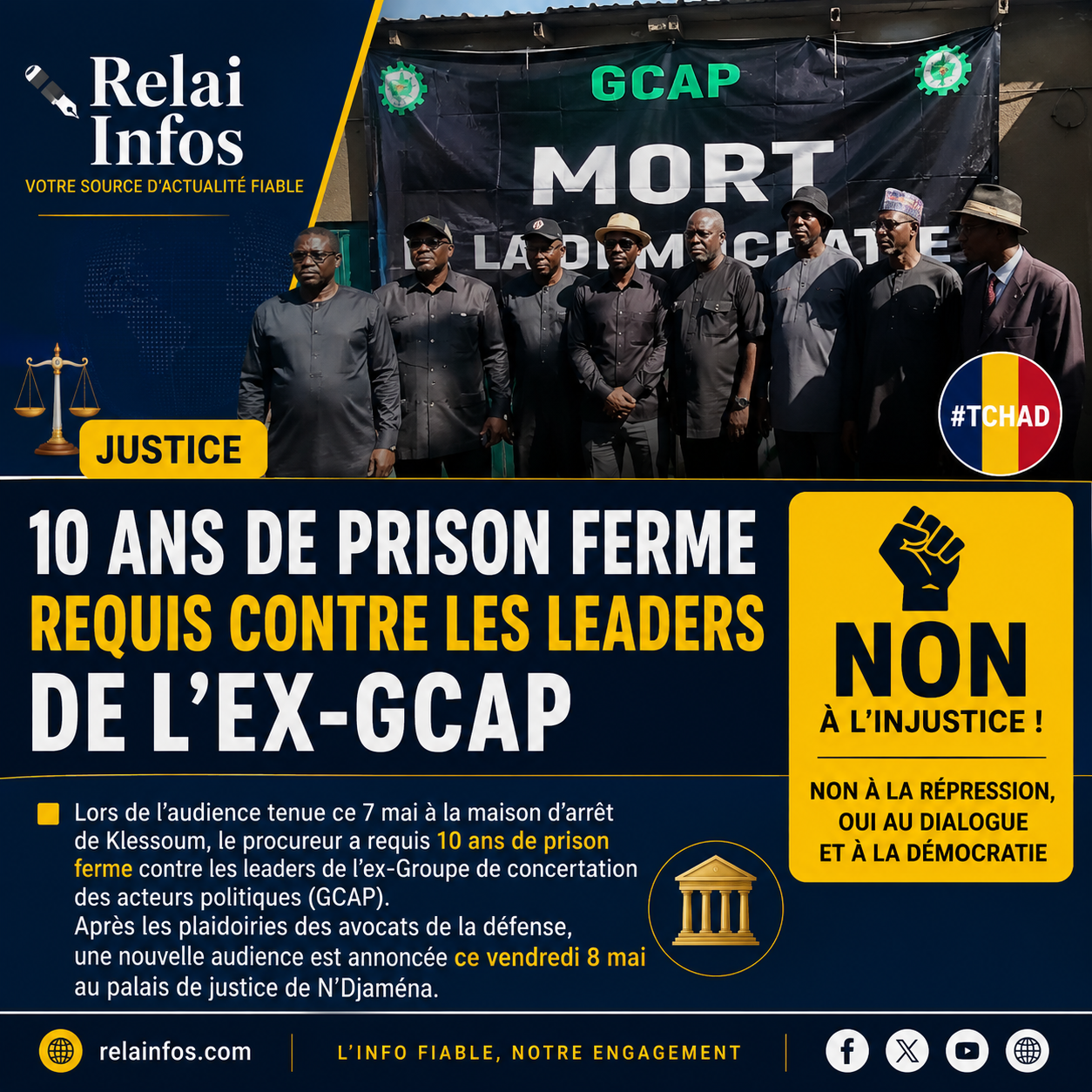 Tchad : le parquet requiert 10 ans de prison ferme contre les leaders de l’ex-GC